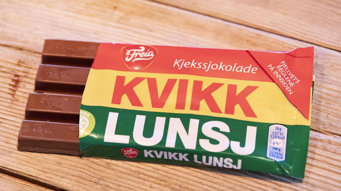 A Kvikk Lunsj chocolate snack in Oslo, Norway, photographed Wednesday July 25, 2018, after the European Court of Justice in Luxembourg ruled that the Norwegian chocolate bar Kvikk Lunsj can still be sold throughout EU. Image credit: Fredrik Hagen/NTB Scanpix via AP
