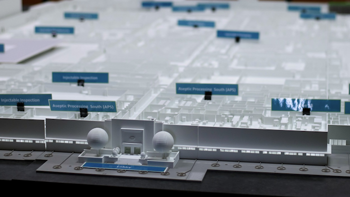 Model rendering of the planned Pfizer expansion, announced during a press conference at Pfizer in Portage, Mich., Tuesday, July 24, 2018. Image credit: Daniel Vasta/Kalamazoo Gazette via AP