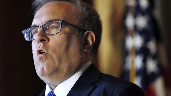 In this July 11, 2018, file photo, Environmental Protection Agency (EPA) Acting Administrator Andrew Wheeler speaks to EPA staff at EPA Headquarters in Washington. Image credit: AP Photo/Jacquelyn Martin, File