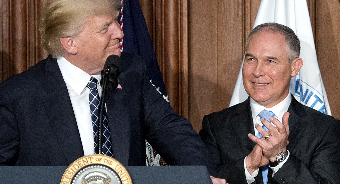 President Donald Trump and EPA administrator Scott Pruitt are pictured. (Getty Images via Politico)