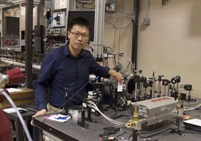 Researchers at Stanford University have developed a novel method for measuring hydroxyl radical (OH), a critical molecule in combustion reactions, with record-breaking sensitivity. This method uses frequency-modulation of ultraviolet light to eliminate noise that hindered conventional methods from accurately detecting trace amount of OH in combustion environments and paves a pathway to new regimes of combustion research that were previously not accessible. Here, Shengkai Wang is aligning the UV laser beam through the combustion reactor. (Optical Society of America)