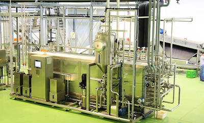A pasteurization system at a tomato processing plant.