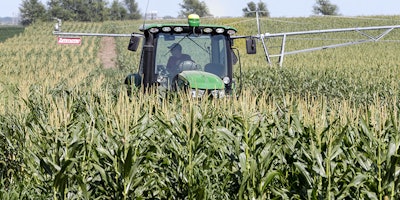 Farmer Tim Novotny, of Wahoo, shreds male corn plants in a field of seed corn, in Wahoo, Neb., Tuesday, July 24, 2018. The Trump administration announced it will provide $12 billion in emergency relief to ease the pain of American farmers slammed by President Donald Trump's escalating trade disputes with China and other countries. (AP Photo/Nati Harnik)