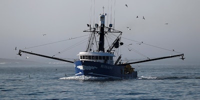 In this Friday, July 27, 2018, photo, the Ruth & Pat, a herring seine boat, motors out of the fog off the coast of South Portland, Maine. Fishermen and environmentalists are at odds over a suite of changes to American fishing laws. The House passed changes to the Magnuson-Stevens Act, a 42-year-old set of rules designed to protect American fisheries from overharvest. (AP Photo/Robert F. Bukaty)