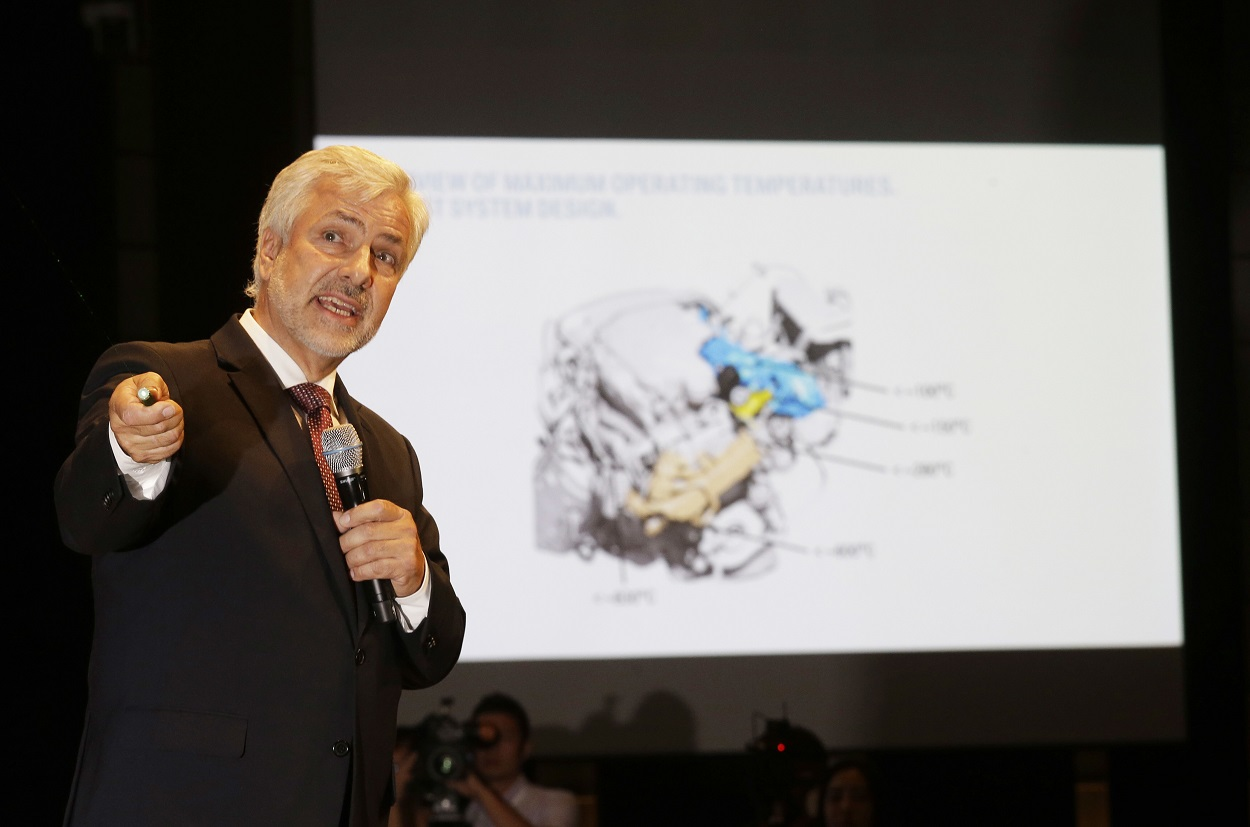 Johann Ebenbichler, BMW's vice president on quality management, speaks during a press conference in Seoul, South Korea, Monday, Aug. 6, 2018. Image credit: AP Photo/Ahn Young-joon