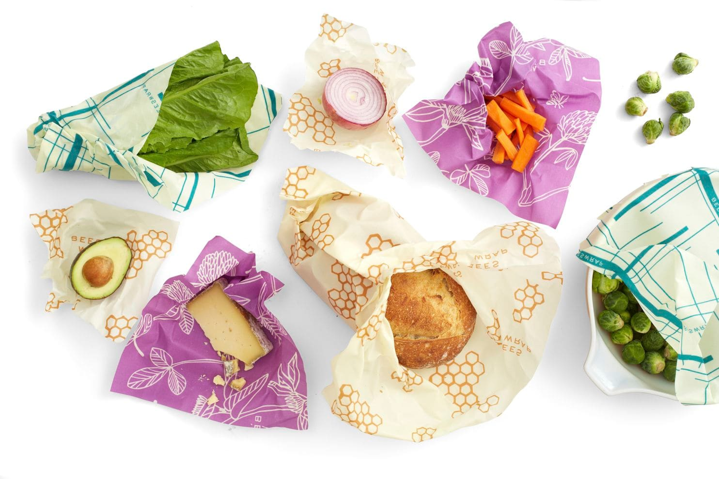 This photo provided by Bees Wrap shows the wrap in use in a variety pack of colors and sizes. (Bees Wrap via AP)