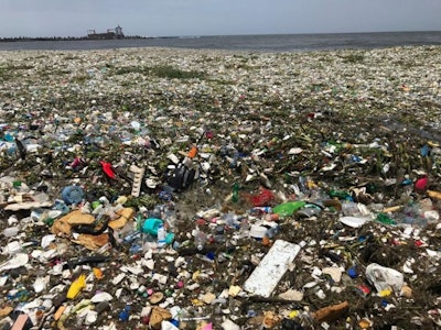 The “dense garbage carpet” that is washing onto Montesinos Beach in Santo Domingo. (Parley for the Oceans)