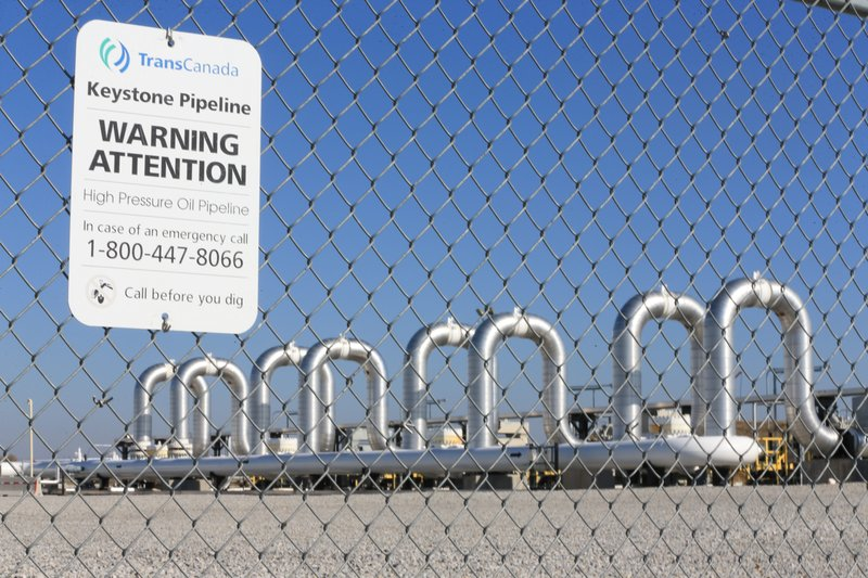 In this Nov. 3, 2015 file photo, the Keystone Steele City pumping station, into which the planned Keystone XL pipeline is to connect to, is seen in Steele City, Neb. A federal judge on Wednesday, Aug. 15, 2018, ordered the U.S. State Department to conduct a more thorough review of the Keystone XL pipeline's proposed pathway after Nebraska state regulators changed the route, raising the possibility of further delays to a project first proposed in 2008. (AP Photo/Nati Harnik)