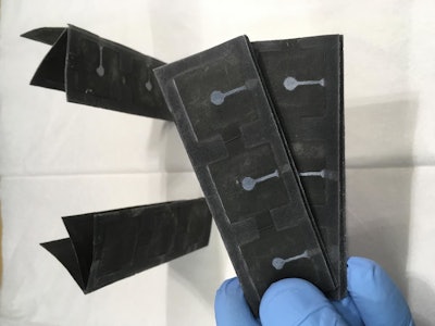 Researchers harnessed bacteria to power these paper batteries. (Seokheun Choi)