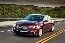 This undated photo provided by General Motors shows the 2018 Chevrolet Malibu Hybrid. Image credit: Courtesy of General Motors via AP