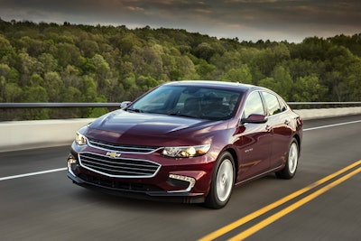 This undated photo provided by General Motors shows the 2018 Chevrolet Malibu Hybrid. Image credit: Courtesy of General Motors via AP