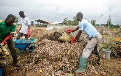 The facility processes around six tons of organic waste every week, turning it into 200 cubic meters of biogas. (AFP)