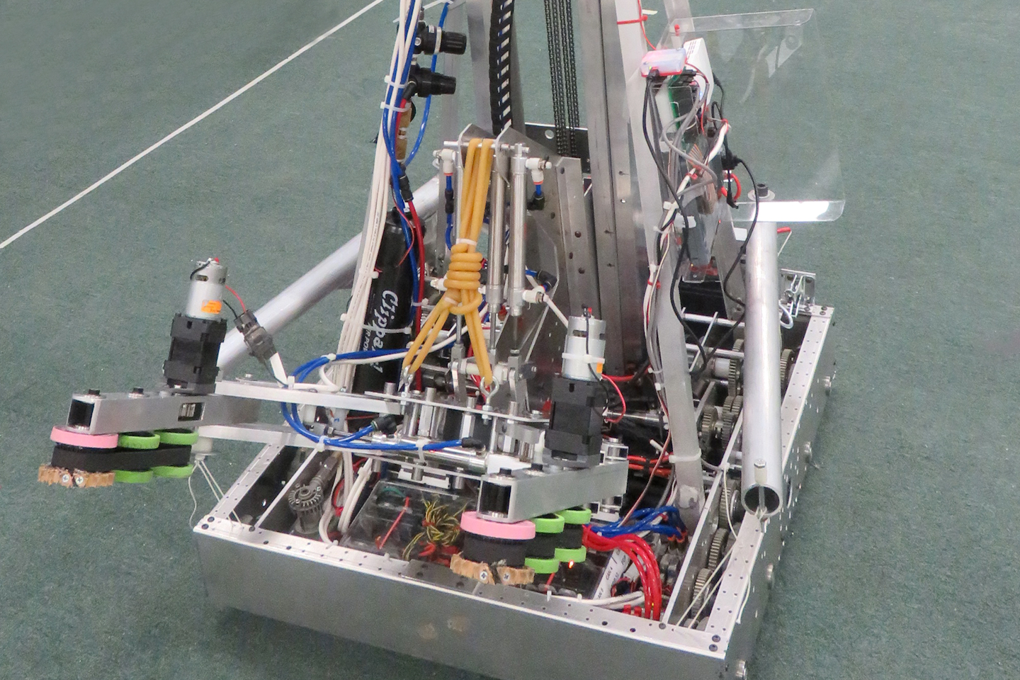 Donation of durable HDPE, polycarbonate, fluted polypropylene, and nylon, helps the SparX team build their competition robot. (Curbell Plastics)