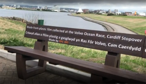 Plastic waste from the Volvo Ocean Race stopover in Cardiff has been collected, recycled and transformed into benches. (Climate Action Program)