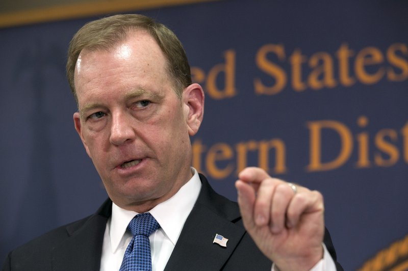 In this Jan. 23, 2018, file photo, McGregor Scott, the United States Attorney for the Eastern District of California, speaks during a news conference in Sacramento, Calif. Federal and state officials on Tuesday, Aug. 28, 2018, announced the results of a summer-long crackdown prompted in part by new concern over the increase in the use of the highly toxic pesticide carbofuran. (AP Photo/Rich Pedroncelli)