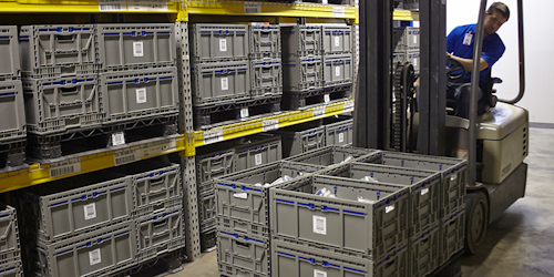 As RFID the technology becomes more common, reusable packaging manufacturers are finding ways to more reliably adhere chips to plastic packaging, such as pallets, for improved asset tracking. (Photo courtesy of ORBIS Corporation)