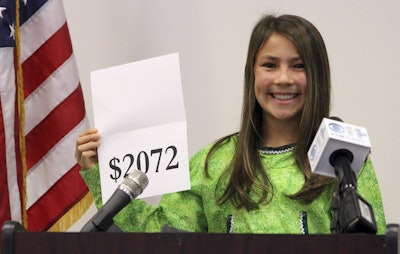 In this Monday, Sept. 21, 2015, file photo, student Shania Sommer of Palmer, Alaska, announces that nearly every Alaskan will receive $2,072 from the year's oil dividend check during a news conference in Anchorage, Alaska. Image credit: AP Photo/Mark Thiessen, File