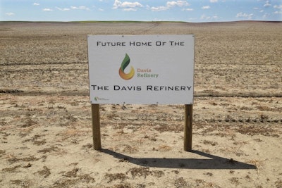 This July 19, 2018, file photo, shows the property in southwest Belfield, N.D that is the future home The Davis Refinery near Theodore Roosevelt National Park. Environmental groups opposing the site of an oil refinery being developed near Theodore Roosevelt National Park in North Dakota want a judge to reconsider his recent recommendation that state regulators dismiss the groups' challenge. They accuse the Davis Refinery developer of not updating state officials about revisions to the project. Meridian Energy Group says it had no reason or requirement to do so. (Tom Stromme/The Bismarck Tribune via AP)