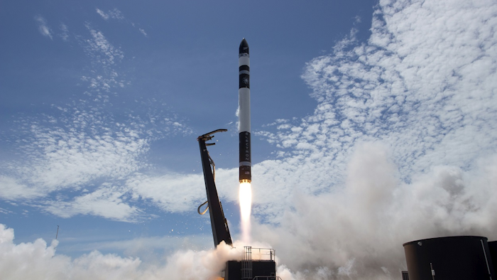 In this Jan 21, 2018, file photo provided by Rocket Lab, electron rocket carrying only a small payload of about 150 kilograms (331 pounds), lifts off from the Mahia Peninsula on New Zealand's North Island's east coast. Image credit: Rocket Lab via AP, File