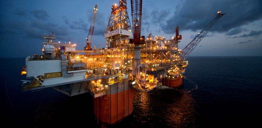 Located 150 miles southeast of New Orleans and in 6,050 feet of water, Thunder Horse is designed to process up to 250,000 barrels of oil and 200 million cubic feet of natural gas per day. (BP United States)