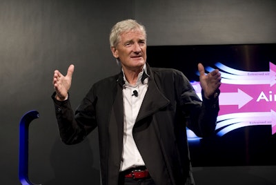 In this Wednesday, Sept., 14, 2011 file photo, Inventor James Dyson launches the Dyson DC41 Ball vacuum and the Dyson Hot heater fan on in New York. Image credit: AP Photo/Rob Bennett, file