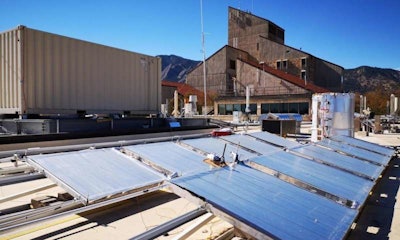 An array of RadiCold cooling modules on the roof of a building on the University of Colorado Boulder campus. (Yang Lab/University of Colorado Boulder)