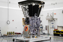 Parker Solar Probe sits in a clean room on July 6, 2018, at Astrotech Space Operations in Titusville, Florida, after the installation of its heat shield. Image credit: Ed Whitman/NASA via AP