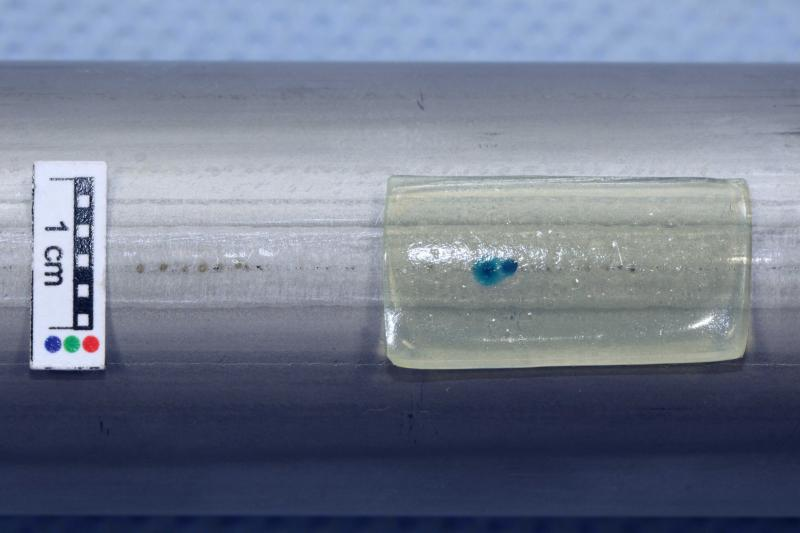 Indication of corrosion on a pipe with longitudinal weld as delivered. (Credit: TÜV SÜD)