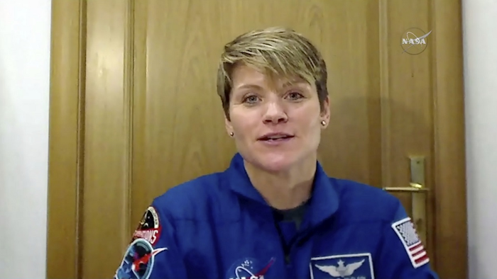 In this image from video made available by NASA, U.S. astronaut Anne McClain speaks during an interview in Star City, Russia on Friday, Nov. 9, 2018. Image credit: NASA via AP
