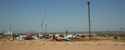 This photo taken May 24, 2018 shows a flare burning on the southwest corner of the Smith Ranch. Kenneth Smith, Inc. continues to be responsible for the grazing fees associated with the lands under the facility of which no longer grow vegetation; a necessity of the grazing lease. This is the case in all development of the lands for non-agriculture related utilization approved by the Bureau of Land Management and NM State Land Office. The actual footprint of acres lost, yet still on grazing lease responsibility is 7.3 times the what the BLM is reporting; a total of 125.41 acres. (Robin Zielinski /The Las Cruces Sun News via AP)
