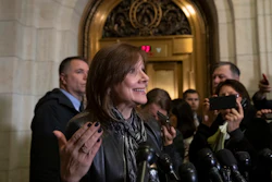 General Motors CEO Mary Barra speaks to reporters after a meeting with Sen. Sherrod Brown, D-Ohio, and Sen. Rob Portman, R-Ohio, to discuss GM's announcement it would stop making the Chevy Cruze at its Lordstown, Ohio, plant, part of a massive restructuring for the Detroit-based automaker, on Capitol Hill in Washington, Wednesday, Dec. 5, 2018. Image credit: AP Photo/J. Scott Applewhite