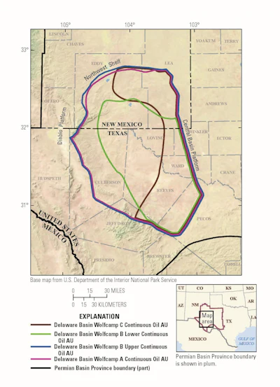 Assessment units of the Wolfcamp Shale and Bone Spring Formation in the Delaware Basin of Texas and New Mexico. (USGS)