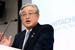 Hitachi's President Toshiaki Higashihara speaks at a press conference in Tokyo Thursday, Jan. 17, 2019. Image credit: Yohei Nishimura/Kyodo News via AP