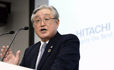 Hitachi's President Toshiaki Higashihara speaks at a press conference in Tokyo Thursday, Jan. 17, 2019. Image credit: Yohei Nishimura/Kyodo News via AP