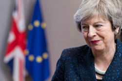 Britain's Prime Minister Theresa May leaves after a meeting with European Council President Donald Tusk at the European Council headquarters in Brussels, Thursday, Feb. 7, 2019. Image credit: AP Photo/Geert Vanden Wijngaert