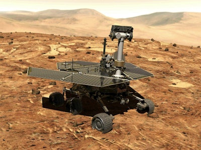 This illustration made available by NASA shows the rover Opportunity on the surface of Mars. Image credit: NASA via AP