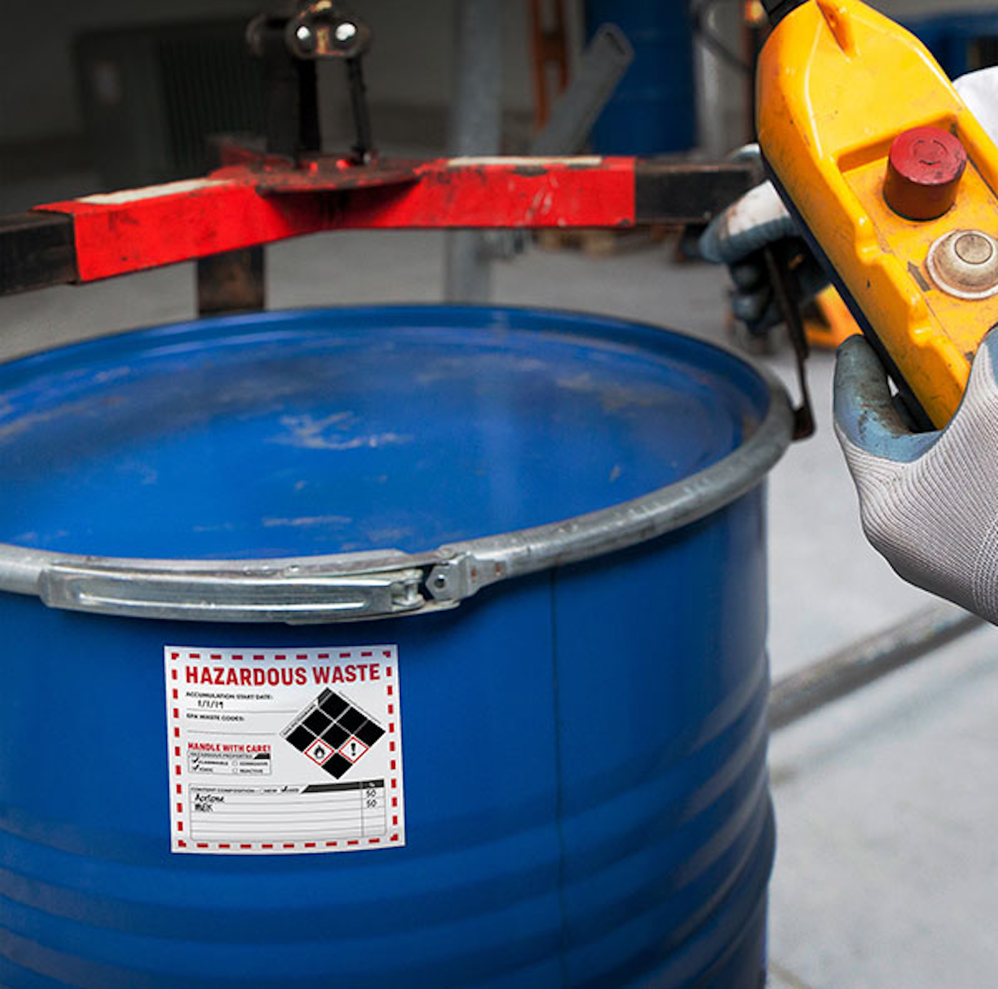 The label corrosive on a chemical container indicates