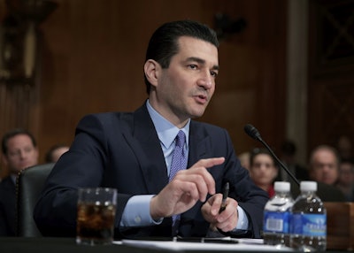 In this April 5, 2017, file photo, Dr. Scott Gottlieb speaks during his confirmation hearing before a Senate committee, in Washington, as President Donald Trump's nominee to head the Food and Drug Administration. Image credit: AP Photo/J. Scott Applewhite, File
