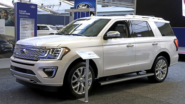 This Feb. 14, 2019, file photo shows a 2019 Ford Expedition 4x4 on display at the 2019 Pittsburgh International Auto Show in Pittsburgh. Image credit: AP Photo/Gene J. Puskar, File
