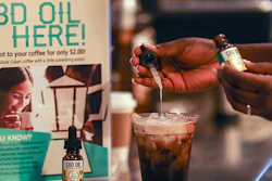 FILE - In this Friday, Jan. 4, 2018 file photo, a worker adds CBD oil to a drink at a coffee shot in Fort Lauderdale, Fla. Cannabidiol is one of more than 100 compounds found in marijuana. (Jennifer Lett/South Florida Sun-Sentinel via AP)/South Florida Sun-Sentinel via AP)