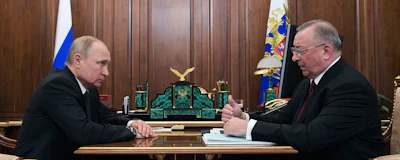 Russian President Vladimir Putin, left, listens to Nikolai Tokarev, President of Russian Oil company Transneft during their meeting in Moscow, Russia, Tuesday, April 30, 2019. (Alexei Druzhinin, Sputnik, Kremlin Pool Photo via AP)