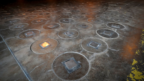 In this Nov., 20, 2013, file photo, radioactive waste, sealed in large stainless steel canisters, are stored under five-feet of concrete in a storage building at the Savannah River Site near Aiken, S.C. The federal government is arguing that it has already promised no more weapons-grade plutonium will be sent to Nevada, and the state lacks standing to seek a court order to force the Energy Department to remove it. Documents filed late Friday, Nov. 15, 2019 in U.S. District Court in Reno brand as 'conjectural' or 'hypothetical' state complaints that residents are harmed by radiation from material secretly trucked a year ago from South Carolina to Nevada.