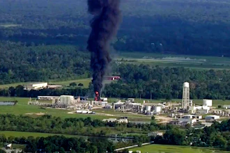 In this Sept. 1, 2017, file photo, smoke rises from the Arkema Inc. owned chemical plant in Crosby, near Houston, Texas. Texas officials refused to cooperate with the U.S. Environmental Protection Agency's watchdog for a report Monday, Dec. 16, 2019, that raises skepticism about public assurances following Hurricane Harvey that the storm's assault on America's largest corridor of petrochemical plants posed no health risks.