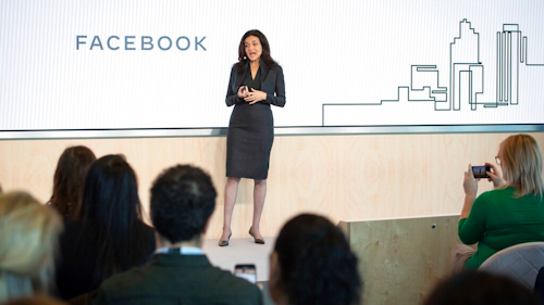Facebook's Chief Operating Officer Sheryl Sandberg speaks during a press conference in London, Tuesday Jan. 21, 2020. Facebook says it plans to hire 1,000 more staff in Britain, mainly for its technology and harmful content teams, and that it will add the new roles by the end of the year, which will bring its U.K. workforce to more than 4,000.
