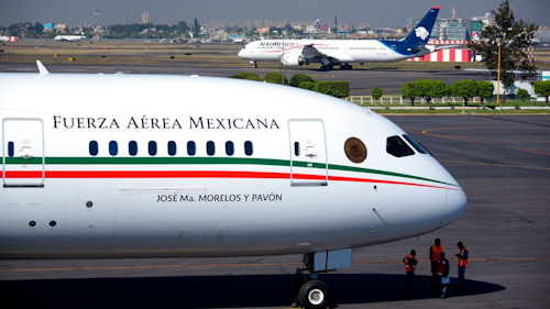 This Dec. 3, 2018 file photo provided by the Mexican Presidential press office shows the presidential airplane at the presidential hangar at Benito Juarez International Airport in Mexico City. Mexico is trying to sell its luxurious presidential jet to Canada, but will raffle the plane off if the Canadians don't want it, President Andres Manuel Lopez Obrador said Tuesday, Jan. 28, 2020.