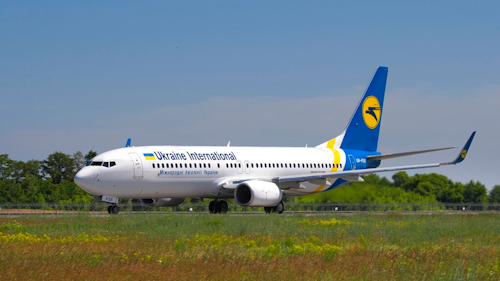 In this photo taken on Saturday, May 26, 2018, showing the actual Ukrainian Boeing 737-800 UR-PSR plane that crashed Wednesday Jan. 8, 2020, on the outskirts of Tehran, Iran, seen here as it waits to takeoff at Borispil international airport outside Kyiv, Ukraine. This Ukrainian airplane carrying 176 people crashed on Wednesday shortly after takeoff from Tehran's main airport, killing all onboard, Iranian state TV and officials in Ukraine said.