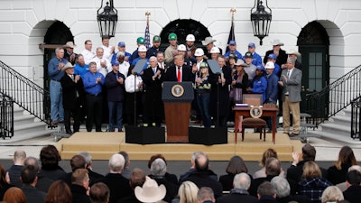 President Donald Trump speaks during an event at the White House to sign a new North American trade agreement with Canada and Mexico on Jan. 29 in Washington.
