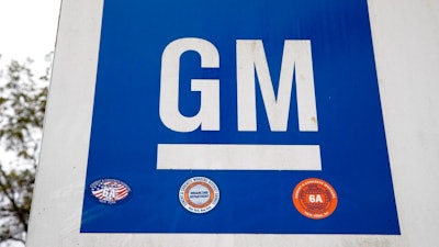 This Oct. 16, 2019, file photo shows a sign at a General Motors facility in Langhorne, Pa. Fiat Chrysler is moving to dismiss a racketeering lawsuit filed by rival General Motors, denying allegations that it bribed union officials to impose higher labor costs on GM. In papers filed Friday, Jan. 24, 2020 with the federal court in Detroit, FCA argued that GM’s lawsuit is not based on facts.