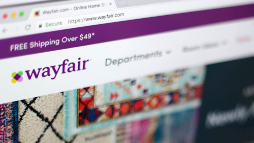 This April 17, 2018, file photo shows the Wayfair website on a computer.