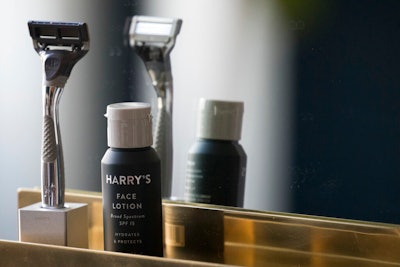 In this June 15, 2018 photo, the Winston razor and Harry's face lotion are on display at the headquarters of Harry's Inc., in New York. (AP Photo/Mary Altaffer, File)